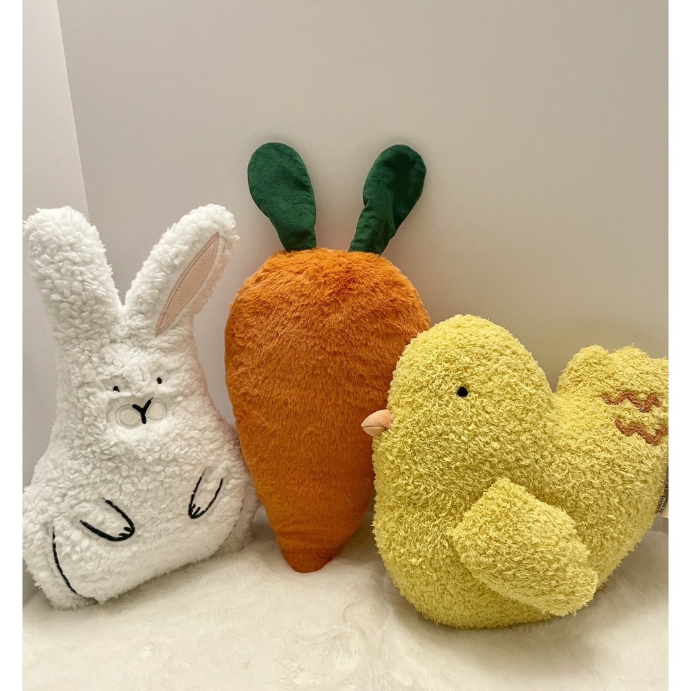 Set of 3 Target Bullseye Playground Plush‎ Easter Bunny Chick Carrot Pillows NWT